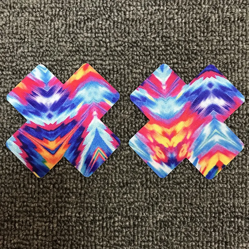 

Free shipping Sexy experience 50 pairs (100Pcs) Print Black Cross/X Pasties color Camouflage Nipple Covers