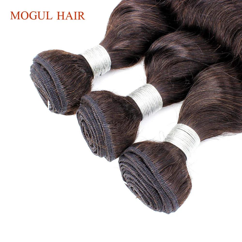 MOGUL HAIR Dark Brown Color 2 Brazilian Loose Deep Wave Hair 2/3 Bundles With Closure 12-24 inch Remy Human Hair Weave MOGUL HAIR Dark Brown Color 2 Brazilian Loose Deep Wave Hair 2/3 Bundles With Closure 12-24 inch Remy Human Hair Weave
