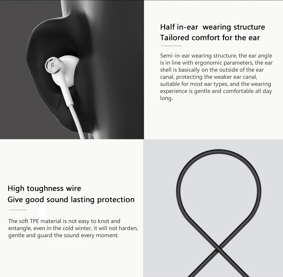 Xiaomi Earphones USB Type-C3.5mm Headset Half In Ear Wired Control Dynamic Ceramic Speaker Headphones MEMS Mic MI Headsets (6)