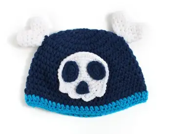 

Creative personality baby boys girls skeleton skull handmade knit hat crochet boutique photography props 1 pcs