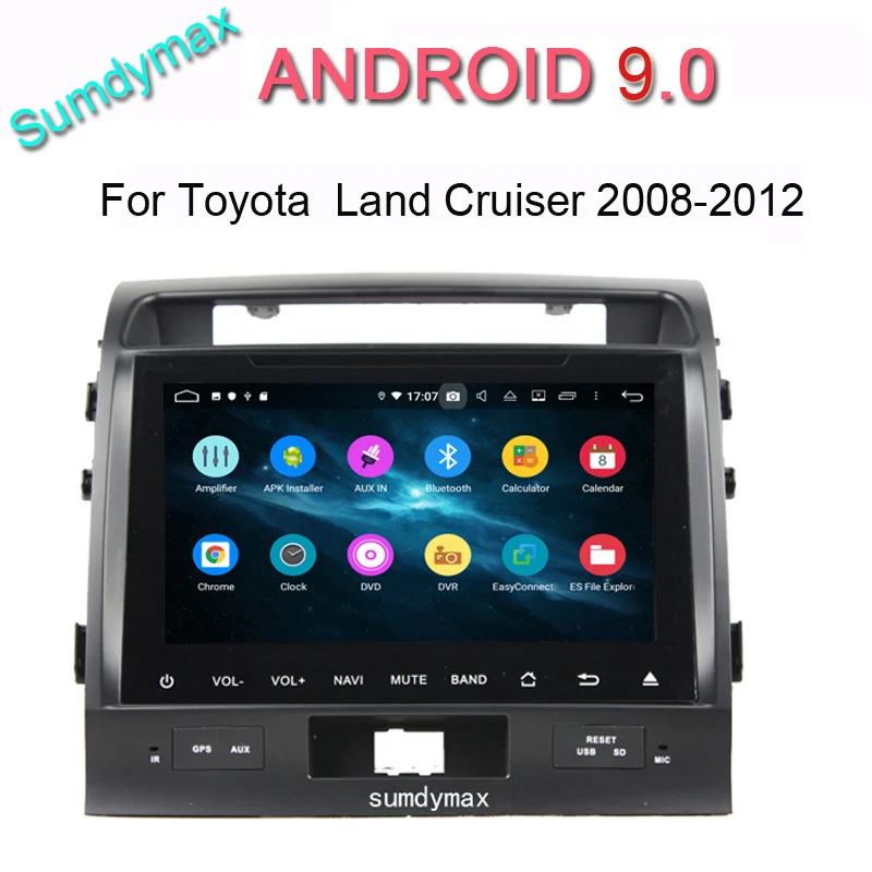 Cheap 9"two din android 9.0 car dvd multimedia player for toyota Land Cruiser 2008-2012 with octa core RAM 4G ROM 64G gps navi USB 0