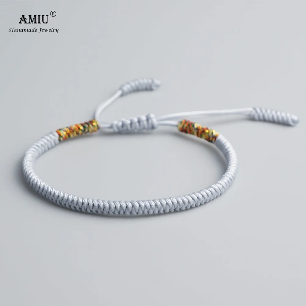4-Grey AMIU, 25 цветов, Тибетские буддийские любовные талисманы, тибетские браслеты и браслеты для женщин и мужчин, ручной работы, веревочный браслет "Будда" - Окраска металла: 4-Grey