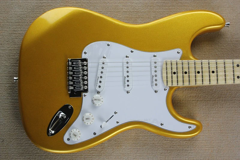 

Free shipping Custom F ST maple fingerboard gold color big headstock Head ST Electric Guitar 1111 stratocaster