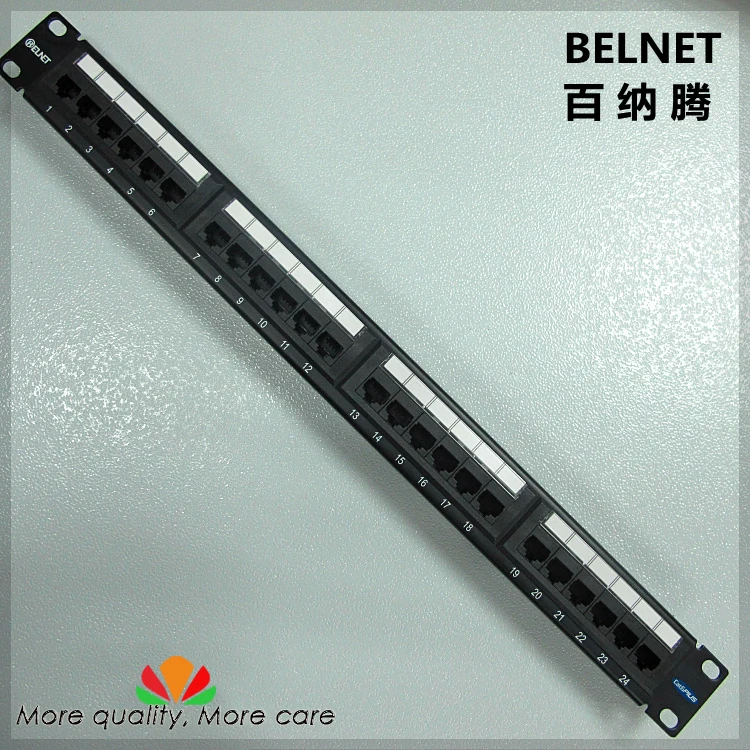 

CAT6 24-port patch panel Gigabit crystal head cable network module socket Gold-plated high-end 1U Rackmount Network Distribution