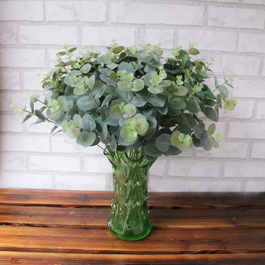 

1PCS Artificial Plants Green Eucalyptus Ivy Leaves Artificial Grape Vine Fake Foliage Leaves Home Wedding Bar Decoration 18July5