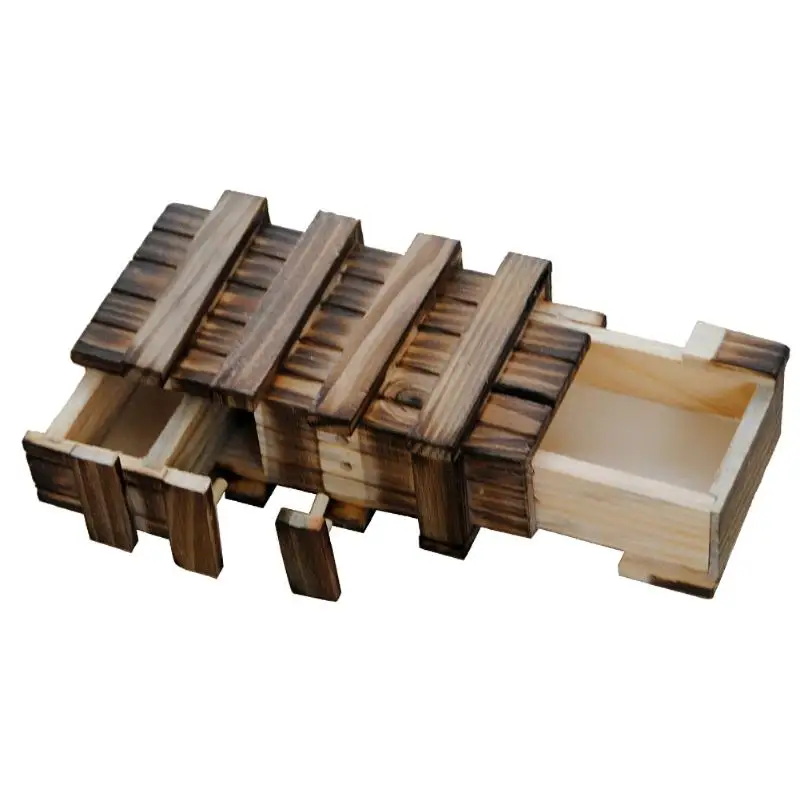 Vintage Wooden Puzzle Box with Secret Drawer Magic Compartment Brain Teaser Wooden Toys Puzzles Boxes Kids Wood Toy For Children
