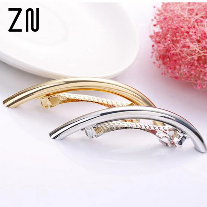 Buy ZN Women Hair Clips Metal Gold/Silver Plated Plain