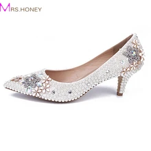 Mittlere Ferse Bequeme Schuhe Spitz Party Prom Schuhe Elegante Brautjungfer Schuhe 2 Zoll Frauen Schuhe Freies Verschiffen