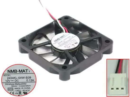 

NMB-MAT 2404KL-04W-B39 M59 DC 12V 0.13A 60x60x10mm 3-wire Server Cooling Fan