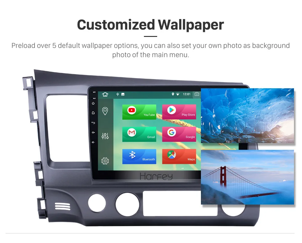 Clearance Harfey  8-core RAM 4G ROM 32G Android 8.0 Car Multimedia player GPS navigation for 2006-2011 Honda Civic LHD 10.1 inch Car radio 15