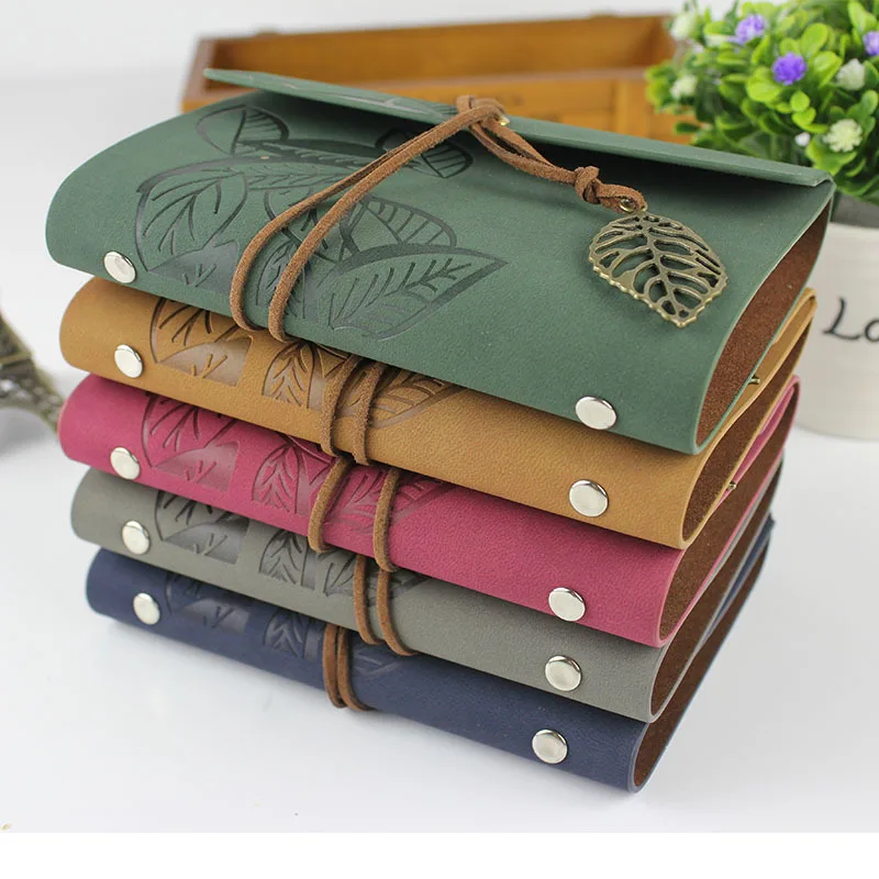 

RuiZe Hot sale Vintage traveler notebook leather journal diary blank kraft paper note book sketchbook A6 A7 ring binder spiral