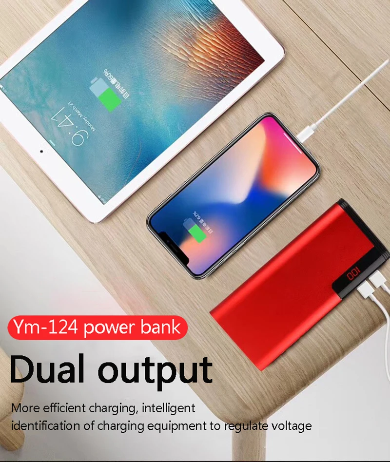 Внешний аккумулятор на ЖК дисплей цифровой 20000 mah mobile power большая емкость