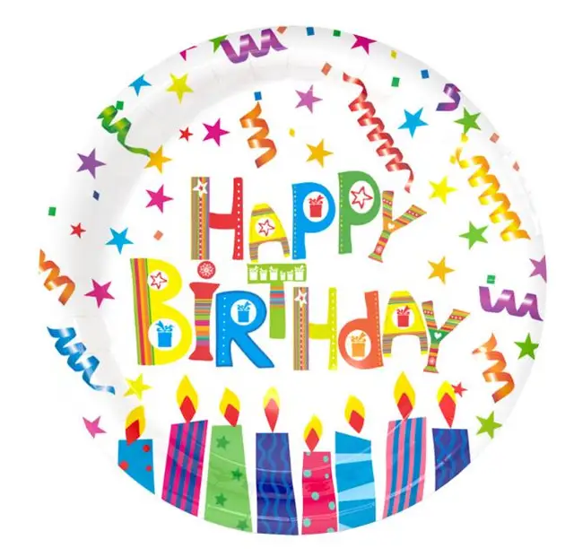 Wholesale 7inch Disposable birthday Party Plate Kids Birthday