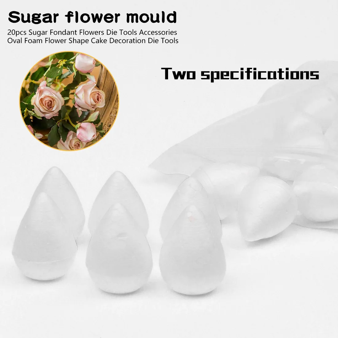 

20pcs/bag Sugar Fondant Flowers Die Oval Tools Accessories Oval Foam Flower Shape Kitchen Baking Accessories
