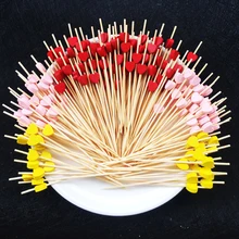 100pc12cm coração flor de bambu escolher buffet cupcake frutas garfo festa sobremesa salada vara cocktail espeto para a decoração do casamento