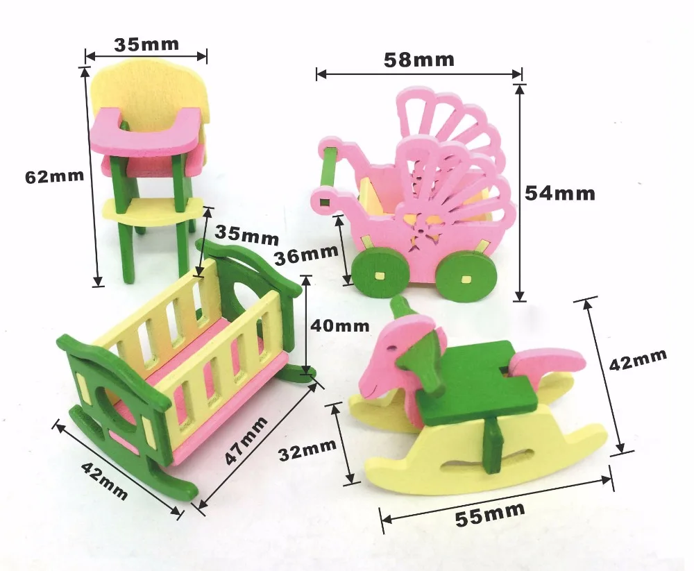 T01-X582 جديد أطفال هدية للأطفال خشبية لعبة غرفة أثاث بيت الدمية مجموعة diy ألعاب تعليمية الطفل مع اللعب 1 مجموعة