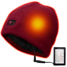 Перезаряжаемая электрическая теплая шапка с подогревом зимняя батарея шапочка, 7,4 V литий-ионная батарея теплая зимняя шапка с подогревом, 3 тепла