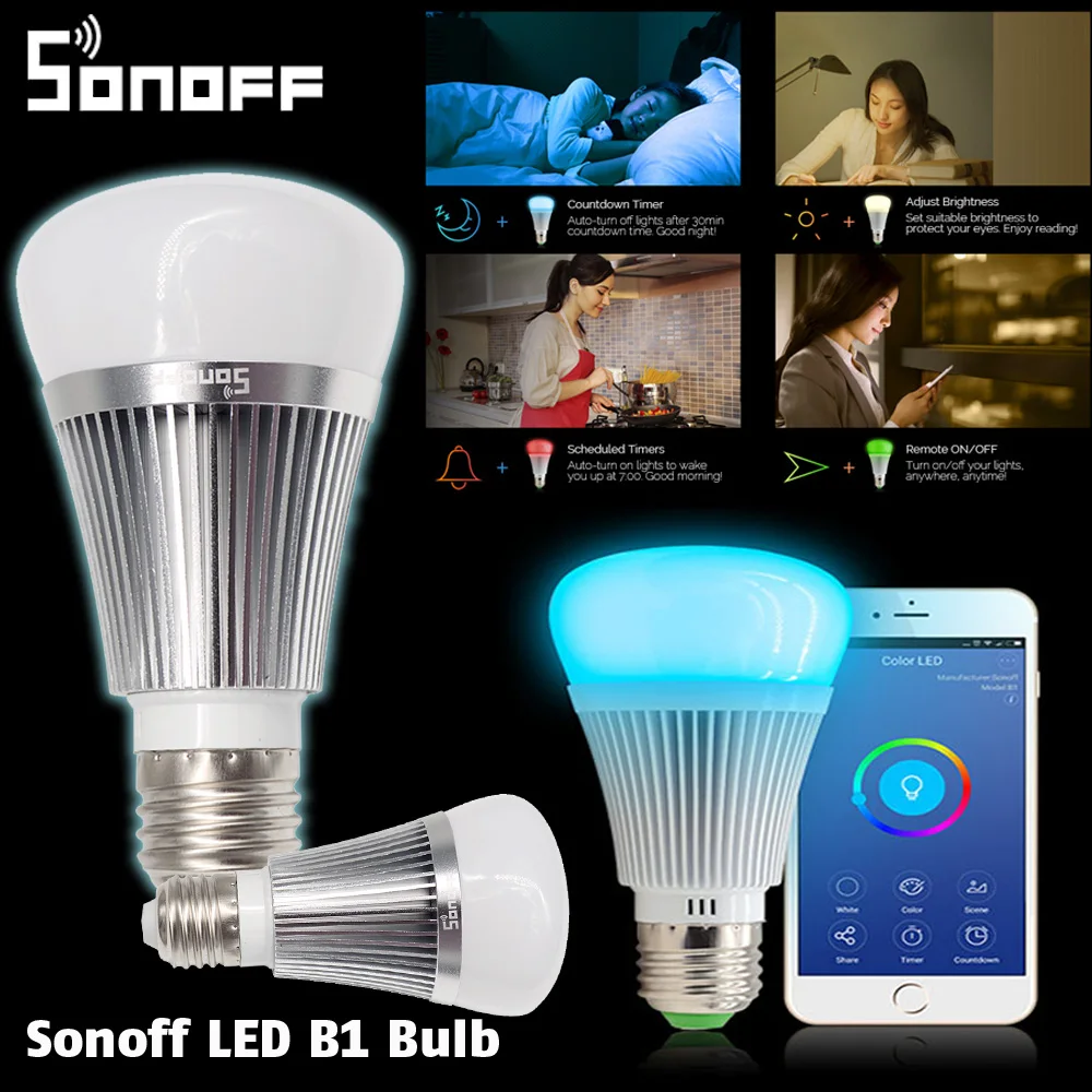 Sonoff B1 Dimmer Led Bulb Wifi Smart Remote Control Light Bulbs Led RGB