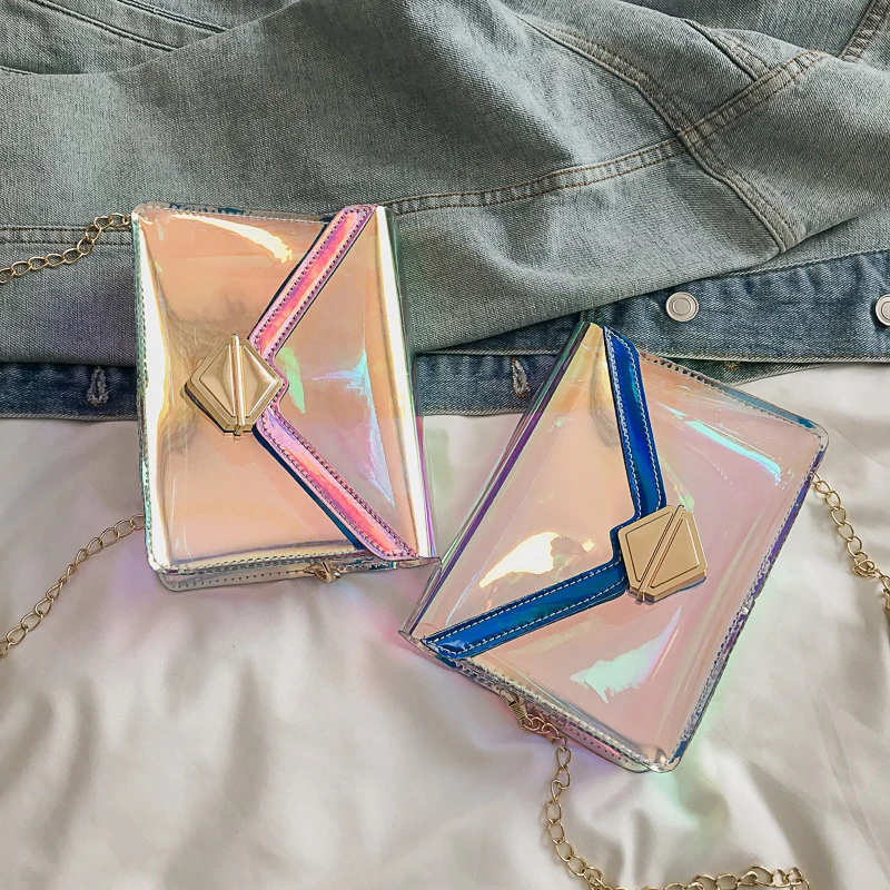 

Fashion Women Brand Design Small Square Shoulder Bag Clear Transparent PU Beach Messenger Bags New Female Handbags Q0275