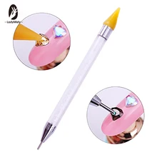 Ladymisty двухконцевая ручка для ногтей, кристальная ручка для бисера гвоздики со стразами, восковой карандаш, инструмент для маникюра и дизайна ногтей