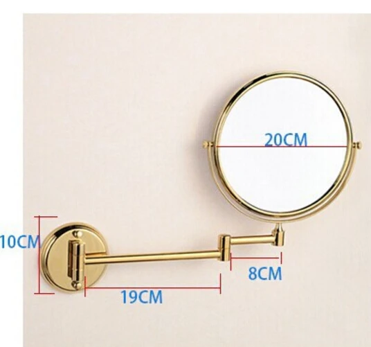 Латунное Золотое зеркало для ванной 8 дюймов зеркало для макияжа складное выдвижное двустороннее зеркало