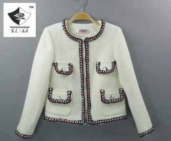 

HSS0334 Women Aristocratic ladies white woolen coat