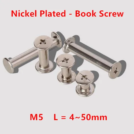 

100pcs M5 Book Screws M5*4/5/6/8/10/12/15/20/25/30mm Chicago Screw Account Picture Book Butt Screws Snap Rivets Blinding Nails