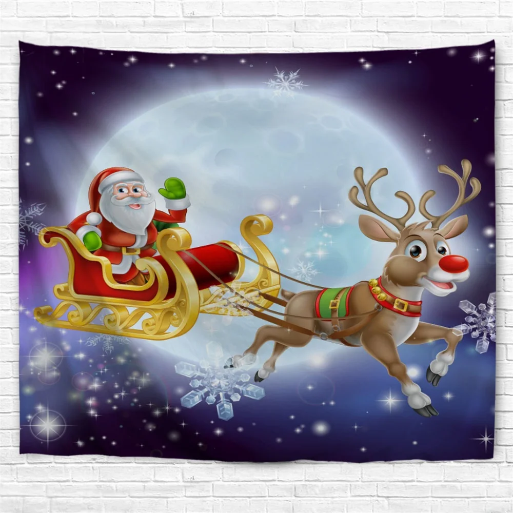 

3D Christmas Sleigh Tapestry Wall Hanging Yoga Mat Sandy Beach Towels Picnic Blanket Throw Rug Wall Carpets Polyester 2017 New