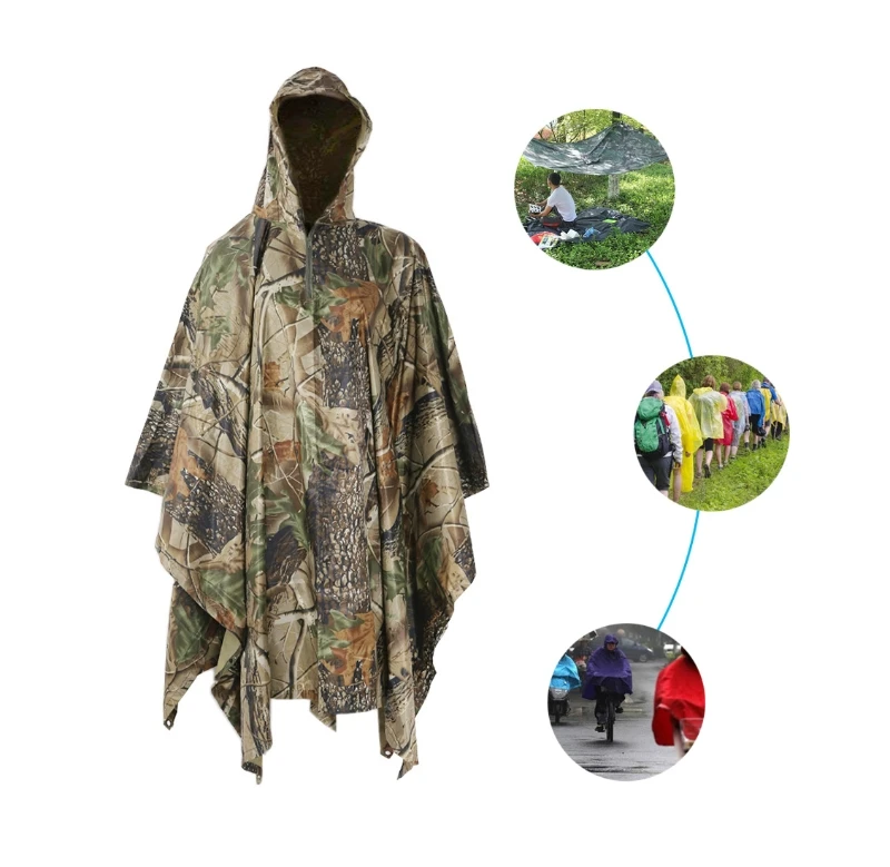 

Hot Camo Multifunctional Hiking Waterproof Rain Cape Camping Mat Awning