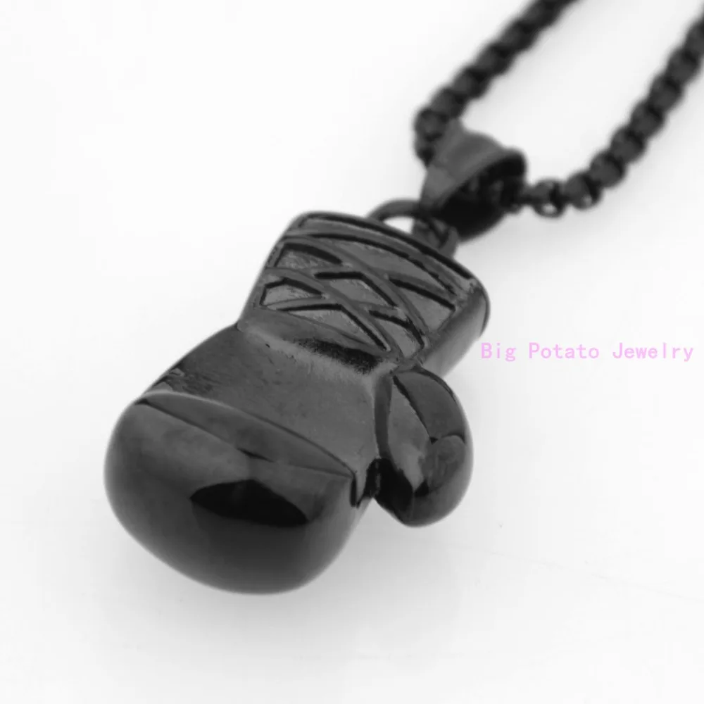 High Quality Classic Black Boxing Gloves Pendant Necklace 316L Stainless Steel Handsome Men's