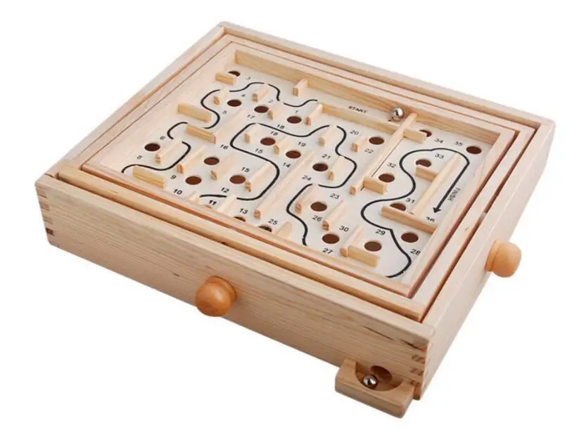 Labyrinth Wooden Pinball Toy Maze Game Children Gift