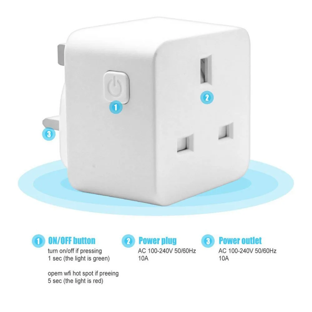 Smart WiFi Power Socket UK Plug Switch For Amazon AlexaGoogle Home App Control Smart Socket Leakage Protection 40AP03 (11)