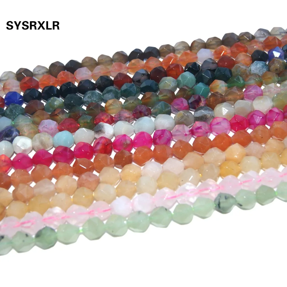 

Big Faceted Natural Stone Pink Quartz Crystal Agates Labradorite Turquoises Beads For Jewelry Making DIY Necklace 6/8/10 MM