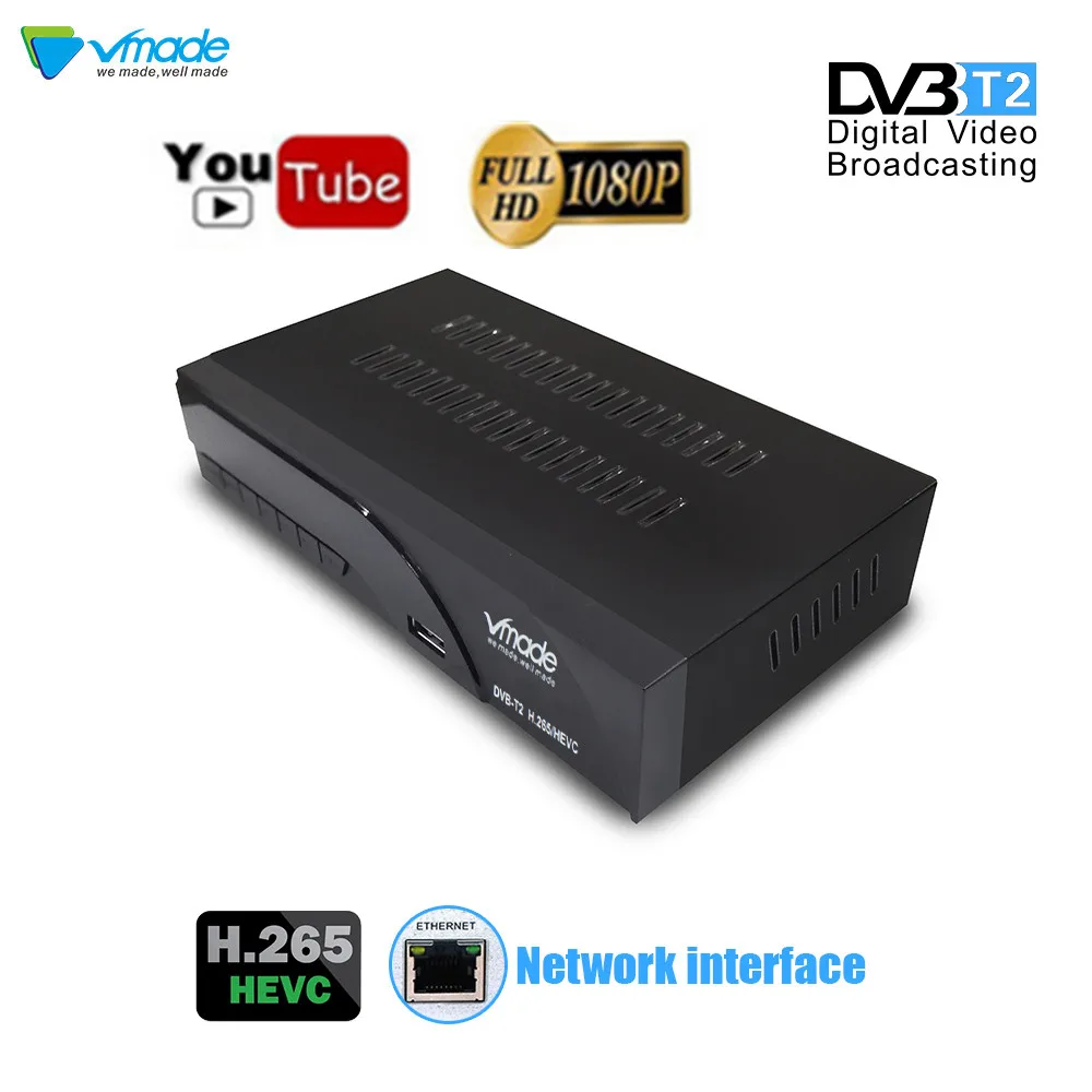 Vmade DVB-T2 DVB-T HD 1080P цифровой эфирный приемник H.265/HEVC ТВ-тюнер Поддержка RJ45 Dolby AC3 Youtube ТВ-приставка