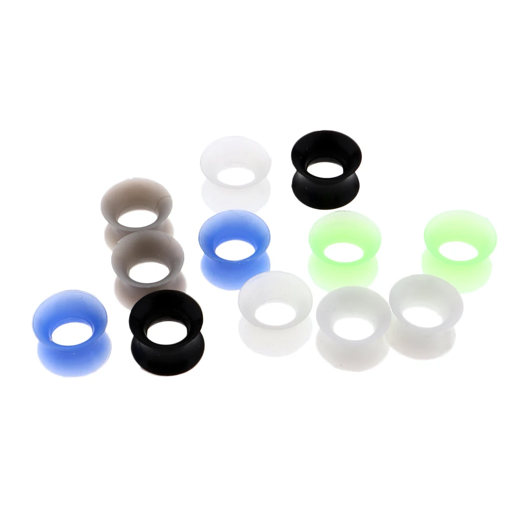 MagiDeal 12Pcs Silicone Double Flared Plugs Ear Gauges Stretching Expander 8mm -20mm