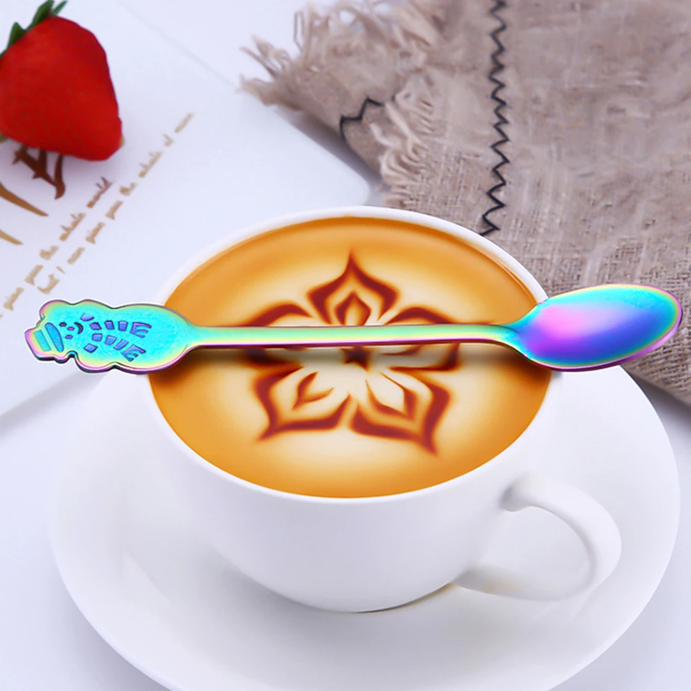 1 компл. Нержавеющая сталь Рождество кофе мороженое десертная ложка Снеговик Дети питьевой ложки для чая посуда инструменты