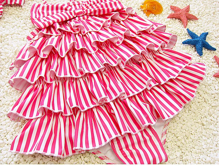 Dollplus/детская одежда для плавания для девочек, цельный модный пляжный купальник в полоску, купальный костюм, детские купальники