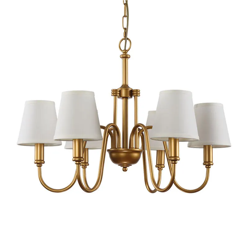 6 Arms America Chandelier Lamps Bronze Br Plated Metal 6 Arms America Chandelier Lamps Bronze Br Plated Metal Chandeliers With White Cone Fabric Shade E14 Free Shipping In From Lights Lighting