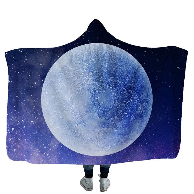 Одеяло с капюшоном с принтом звездного неба для путешествий на открытом воздухе, кемпинга, самолета, холодное одеяло для дивана-кровати плащ-одеяло - Цвет: Model 12