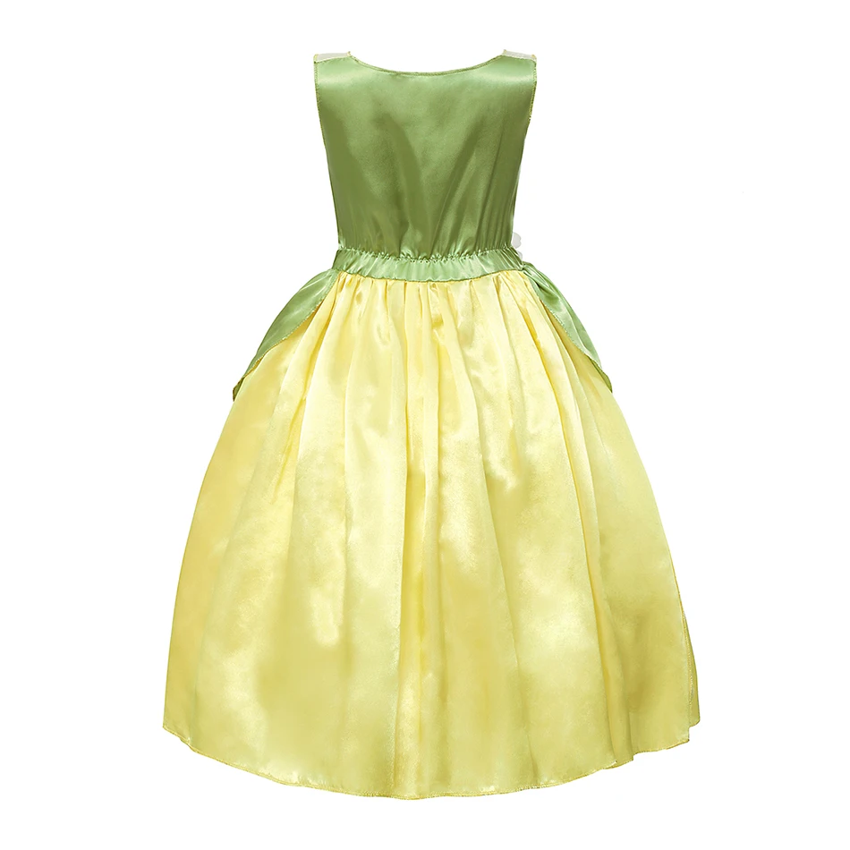 YOFEEL Princess Tiana Costume for Girl Fancy Dresses Cosplay The Princess and The Frog Dress Kids Party Halloween Birthday Gown