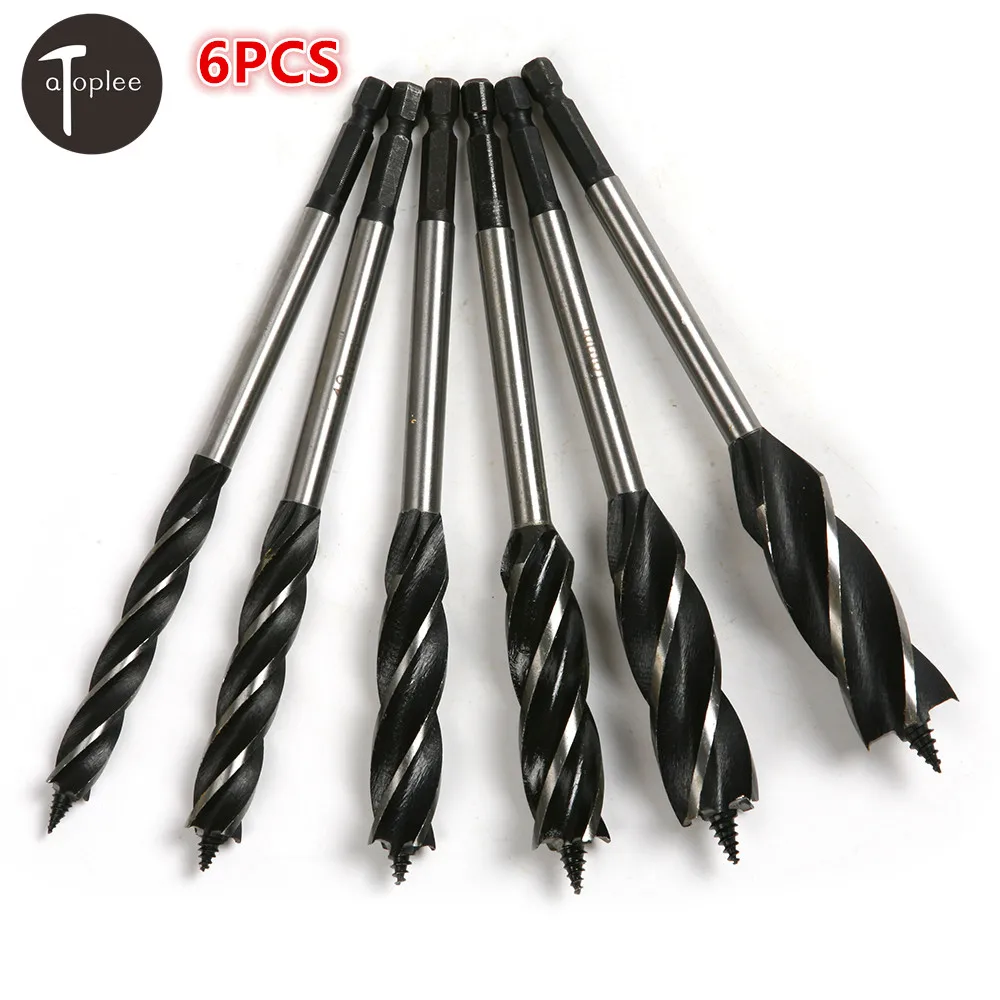 HSS Steel Four Slot Blade Punching Hole Drill Bits Woodworking Spiral Auger Bits