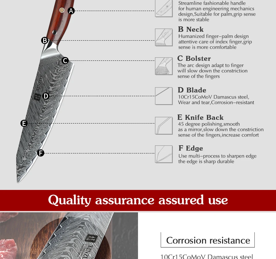 XINZUO 8,5 дюймов нож шеф-повара японский VG10 Дамасские кухонные ножи из нержавеющей стали нож для нарезки мяса кухонный Палисандр Ручка