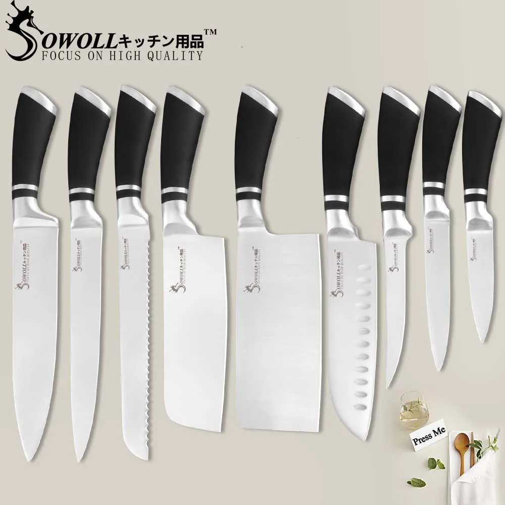 

SOWOLL Stainless Steel Kitchen Knives Boning Paring Utility Santoku Bread Slicing Chef Chopping Nakiri Knife Accessory Tools