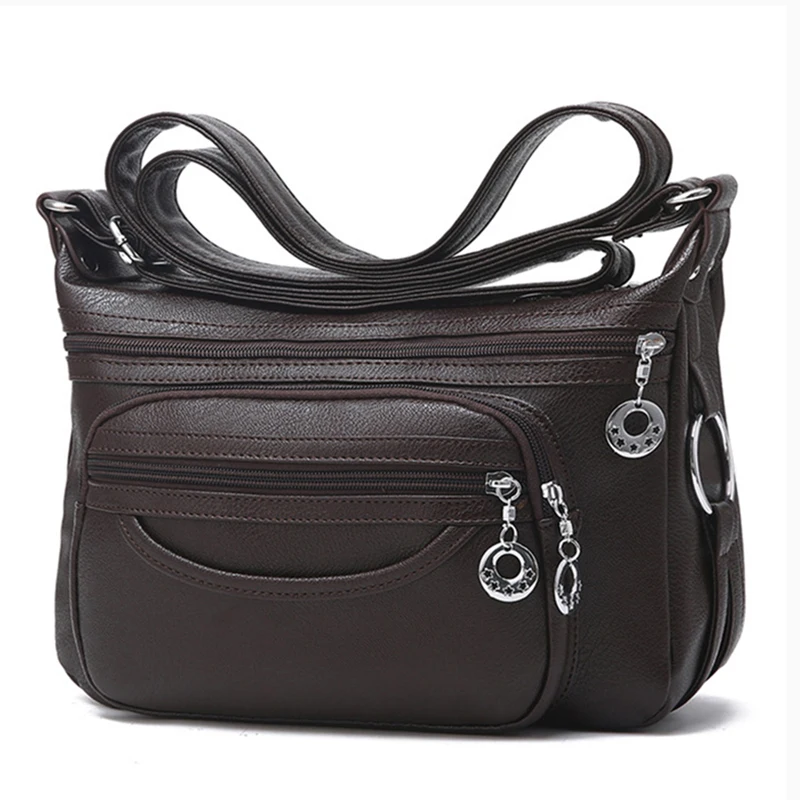 Ladies Casual Hobos Crossbody Bags Women Messenger Bags Soft washed PU Leather Shoulder Bag Female Handbag Zipper Decoration