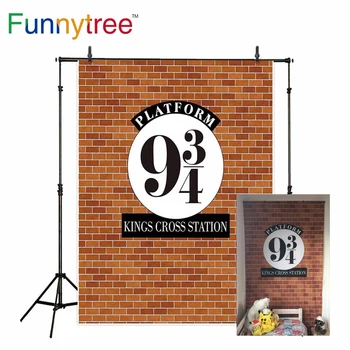 

Funnytree photo background studio brick wall magic school kings cross station children photocall christmas birthday backdrop