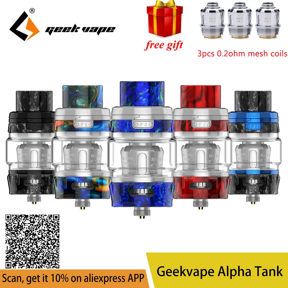 

Original Geekvape Alpha Sub Ohm Tank top filling two mesh mellow mesh coils atomizer fit nova mod vs tfv12 prince tank