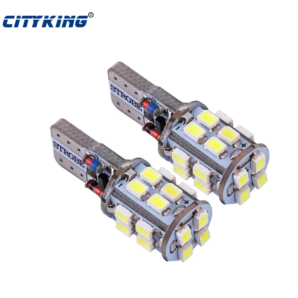 2 luces estroboscópicas LED T10 W5W 194 20SMD 1206 3020 para coche con dos modos de funcionamiento, luz estroboscópica para coche, lámpara de señal blanca