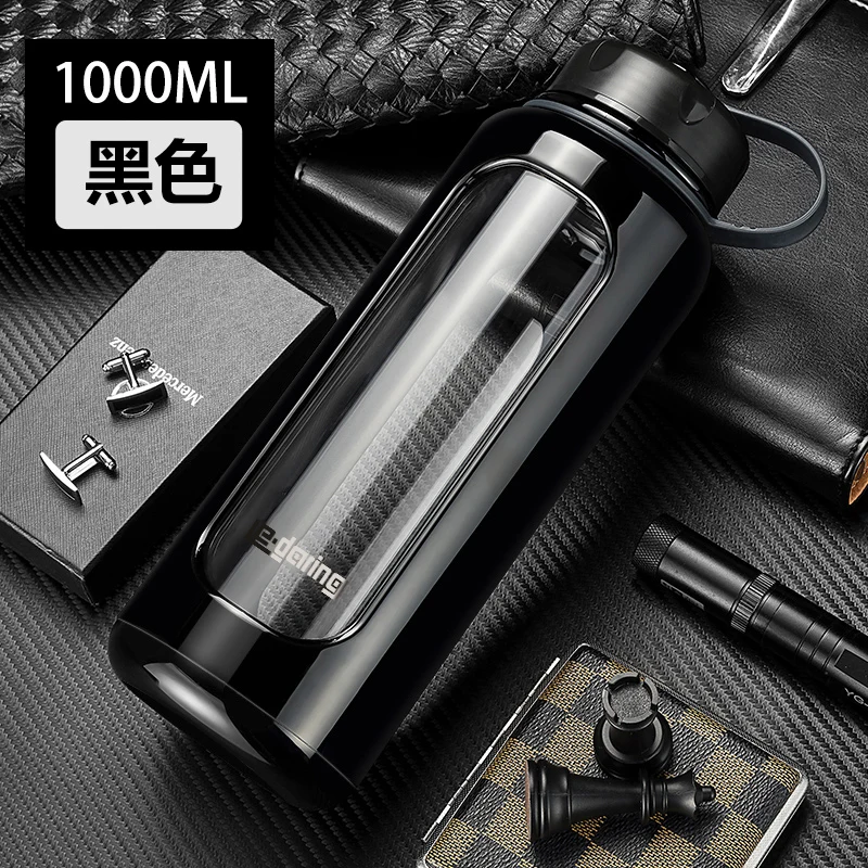 B-1000Ml 1000 мл пластиковая стеклянная большая бутылка для воды Двойная термостойкая чашка, портативная анти-разбивающаяся чашка для мужчин и женщин - Цвет: B-1000Ml