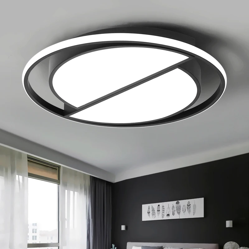 

LED Modern Ceiling Living Room Lights With Remote Control Ceiling Lamp Lustre Two Semicircle Lighinng Creative Kitchen Fixtures