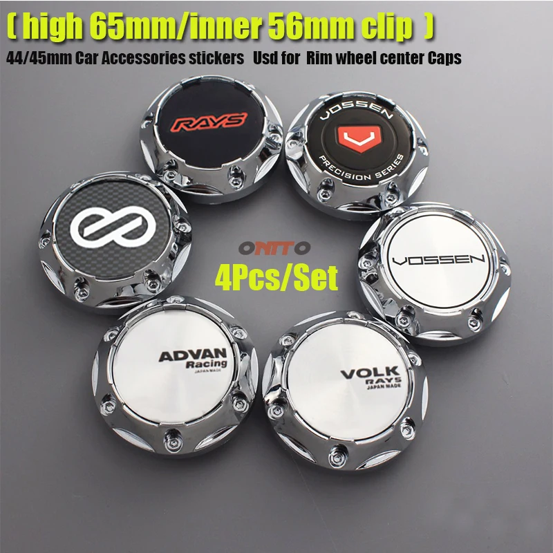 

4pcs 64/65mm advan racing center caps chrome wheel hub cap emblem for enkei HRE RAYS Vossen volk racing rims clip 56mm/2.2inch